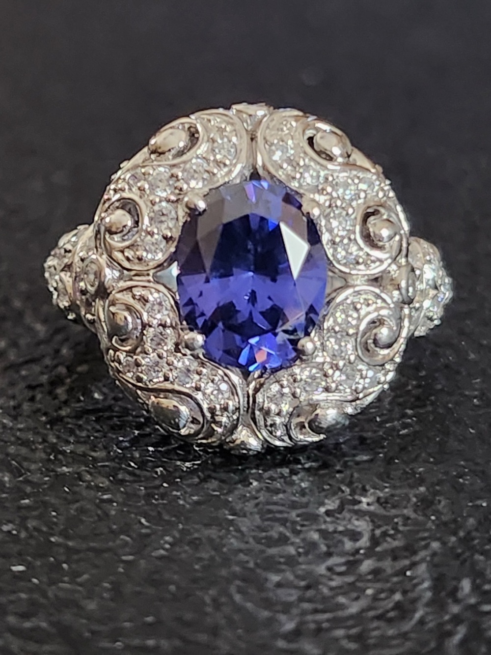 Victoria Wieck 4.83-carot Absolute Tanzanite Color Filigree Ring Size 10 HSN